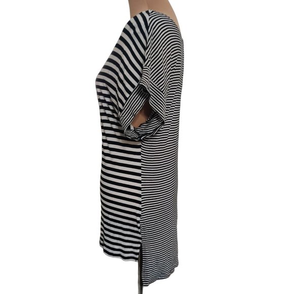 Old Navy Womens Shirt Top Wide Sleeve Preppy Nautical Black White Stripe sz XL - Picture 3 of 6